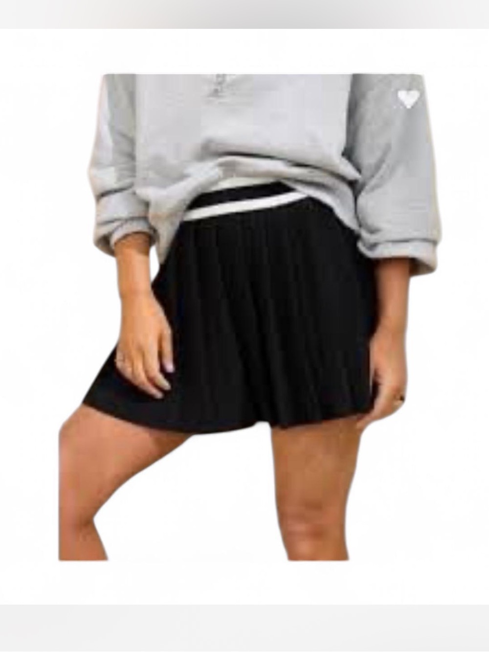 Aerie Wool Blend Pleated Mini Skirt in Black, Size Medium